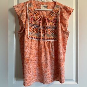 Savannah Jane Women's Vibrant Orange Embroidered Blouse